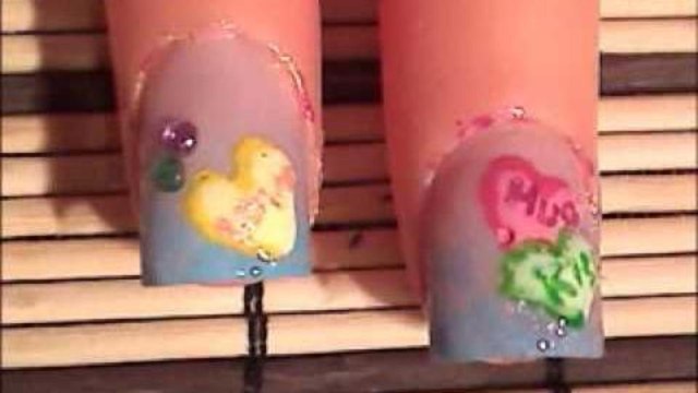 Sweets: *Candy Hearts Nail Art Design* - Short Nails