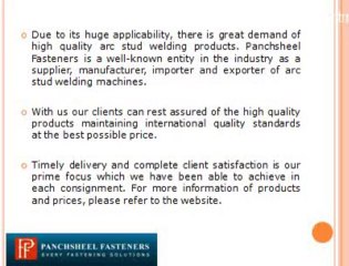 Arc Stud Welding @ panchsheelfasteners.in