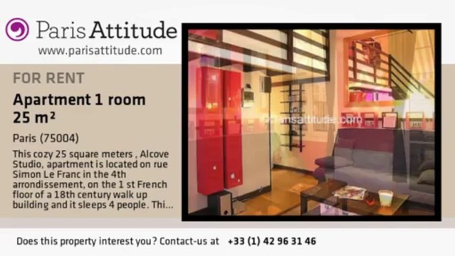 Alcove Studio Apartment for rent - Centre George Pompidou, Paris - Ref. 7038