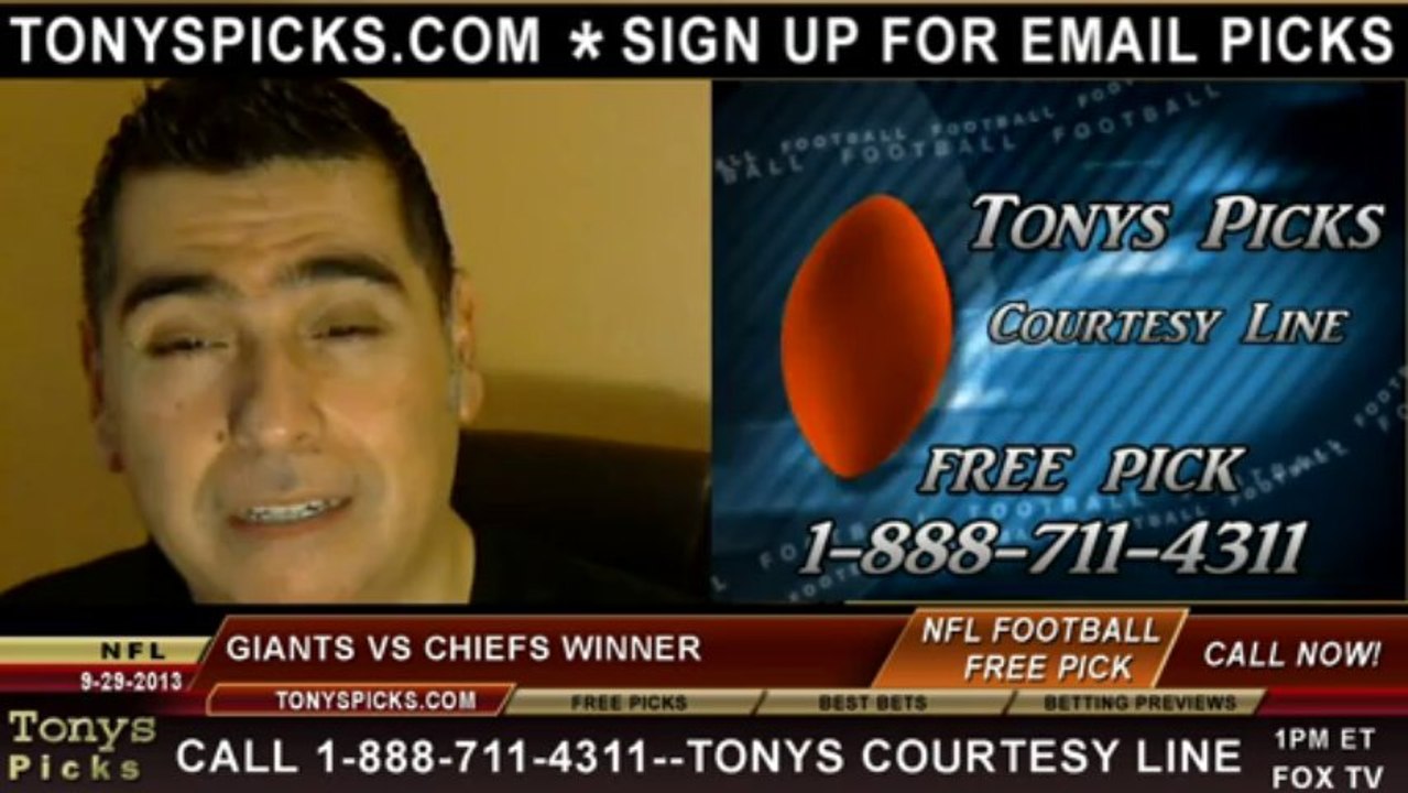 Kansas City Chiefs vs. New York Giants Pick Prediction NFL Pro Football Odds Preview 9-29-2013