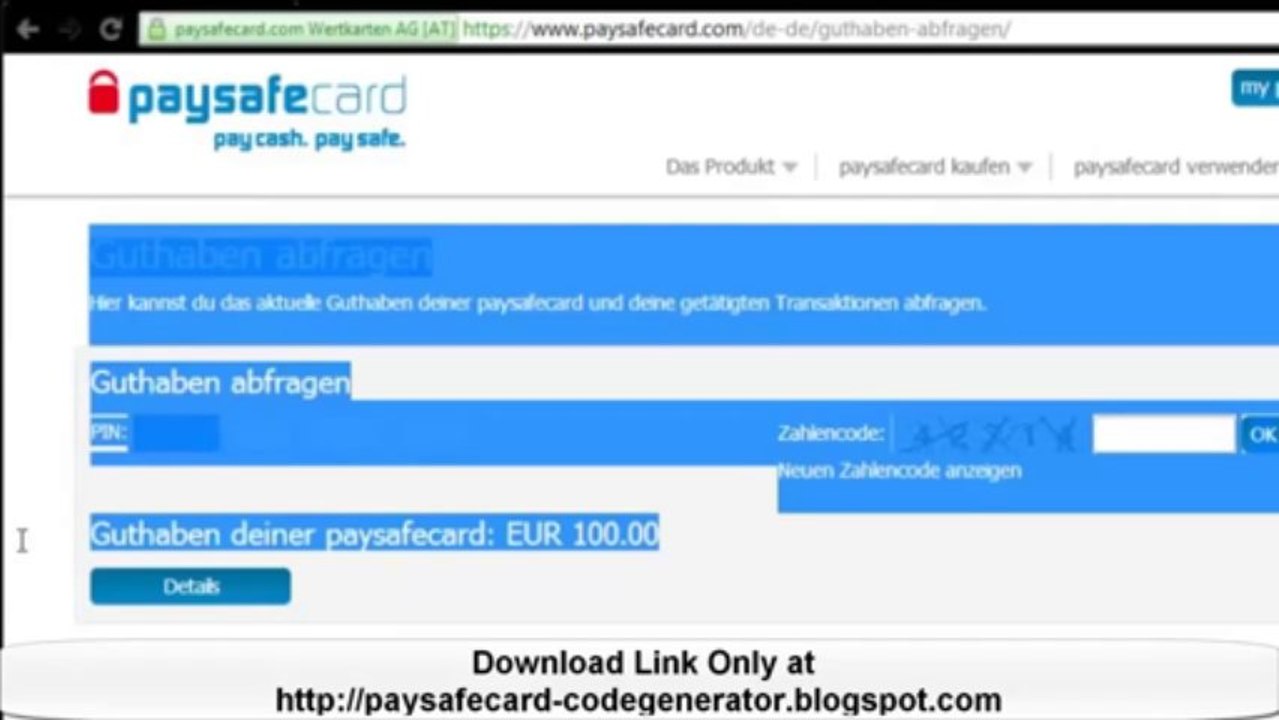 Free Paysafecard Code Generator [No Survey][Working] 2013