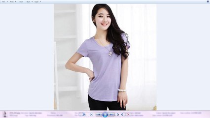 คอลเล็คชั่นเสื้อยืด นำเข้า ฟรีไซส์ สีม่วง - พร้อมส่งHD2733 ราคา535บาท