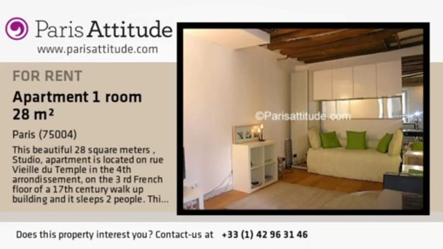 Studio Apartment for rent - St Paul, Paris - Ref. 6407