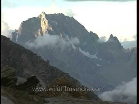 Jogin peak spires tower in the Bhrigupanth and Thelaysagar valley