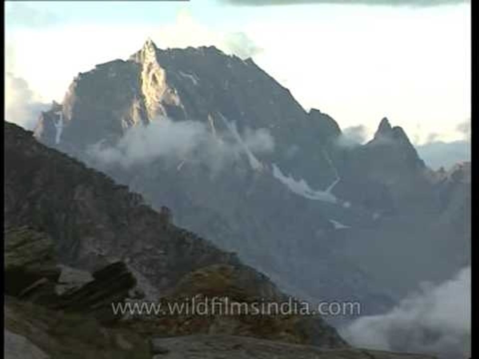 Jogin peak spires tower in the Bhrigupanth and...