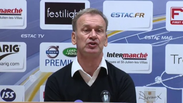 Conférence de presse ESTAC Troyes - Angers SCO (3-3) : Jean-Marc FURLAN (ESTAC) - Stéphane MOULIN (SCO) - 2013/2014