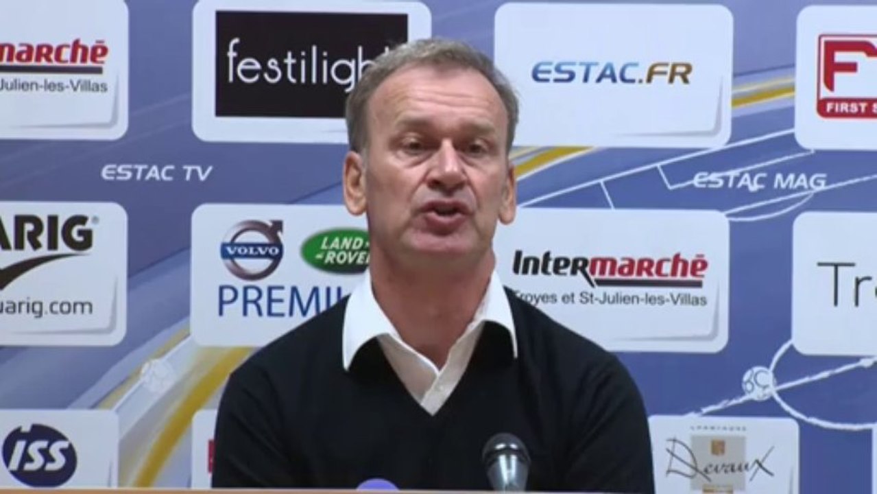 Conférence de presse ESTAC Troyes - Angers SCO (3-3) : Jean-Marc FURLAN (ESTAC) - Stéphane MOULIN (SCO) - 2013/2014