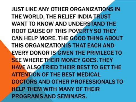 A Charitable Organization – Relief India Trust