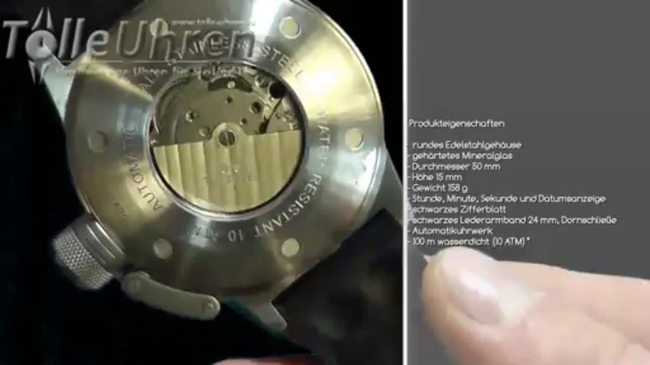 TW Steel TWA 201 Canteen Automatik 50 mm Herrenuhr Lederarmband