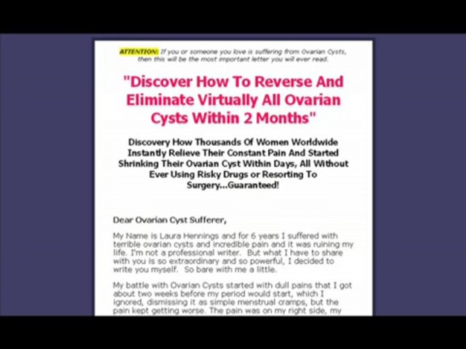 Ovarian Cyst Cures