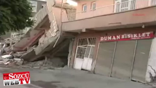 Hasarlı binanın yıkımında faciadan dönüldü