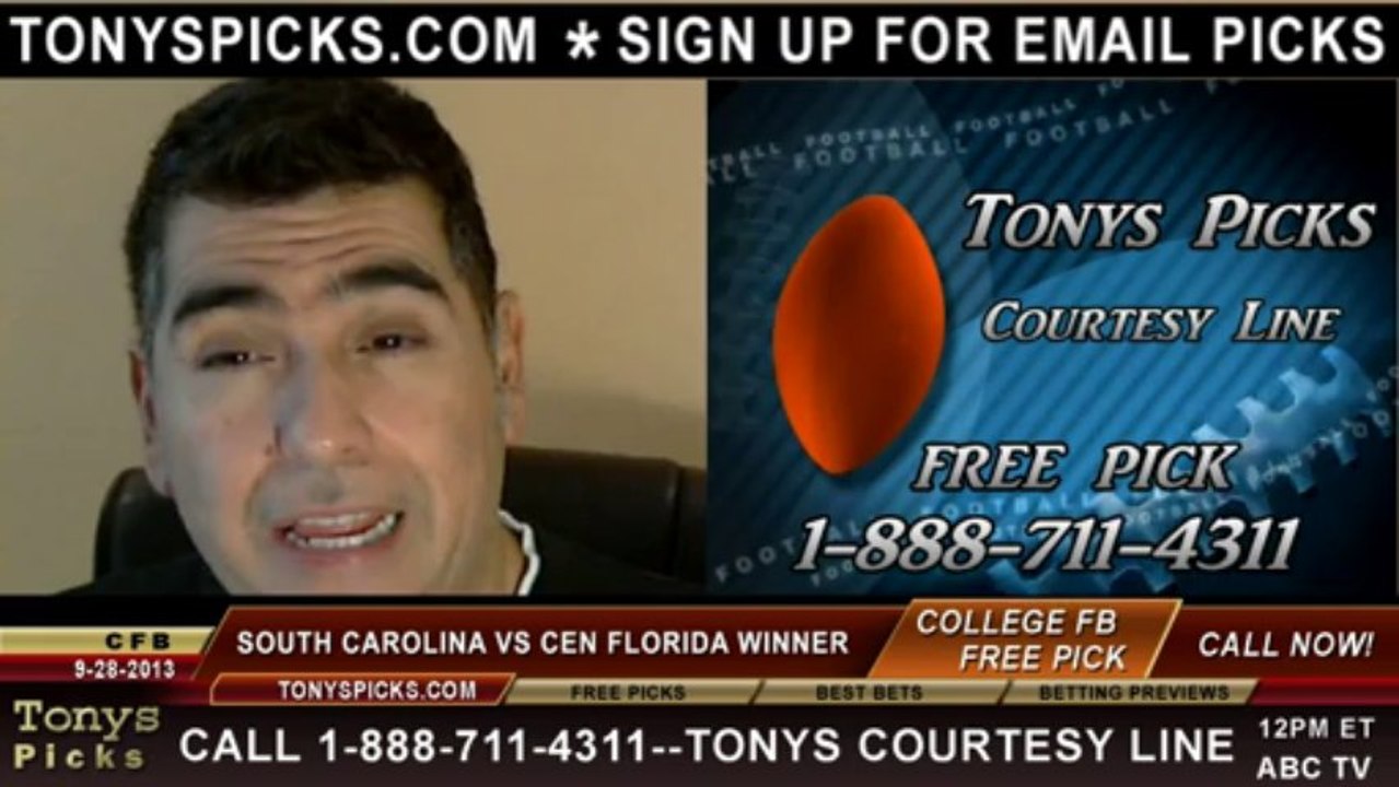 Central Florida Knights vs. South Carolina Gamecocks Pick Prediction NCAA College Football Odds Preview 9-28-2013