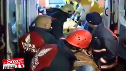 Dereye düştü, itfaiye kurtardı