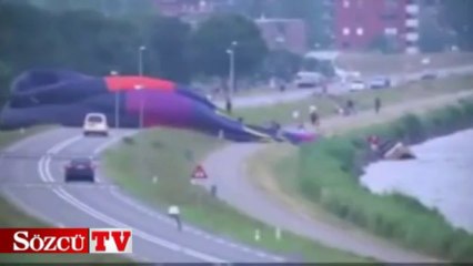 Yolcu balonu göle düştü