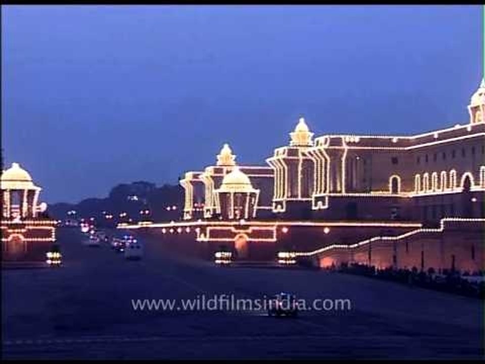 Rashtrapati Bhavan beautifully decorated with lights on Beat Retreat ceremony