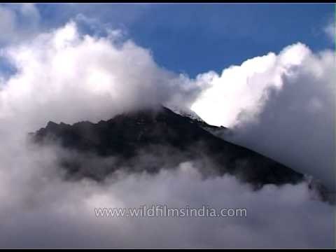 Monsoon clouds move into the mountains around Nanda Devi