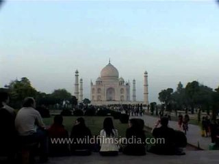 Taj Mahal surrounded by smog in winter morning
