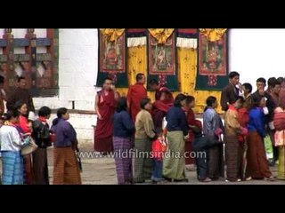Bhutanese lined up to take blessings from God during Kurjey Festival