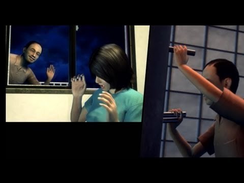 Old man climbs pole to court a young lady