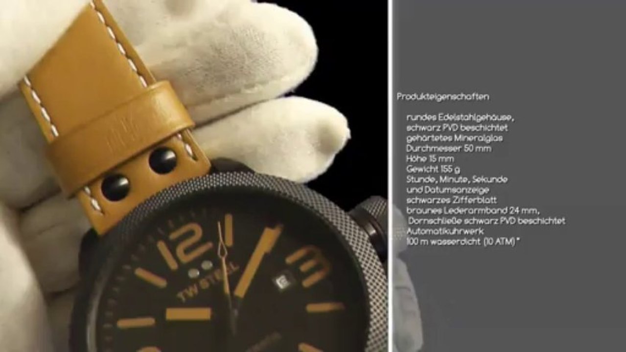 Tw steel twa 203 canteen automatik 50 mm herrenuhr lederarmband