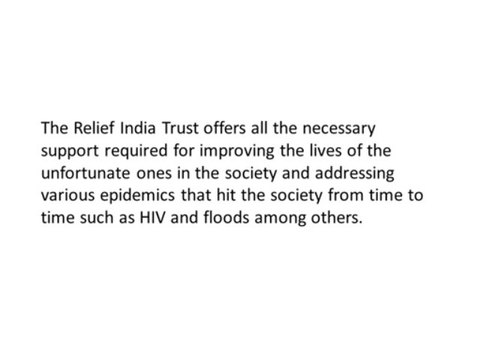 Various Relief Programs by Relief India Trust