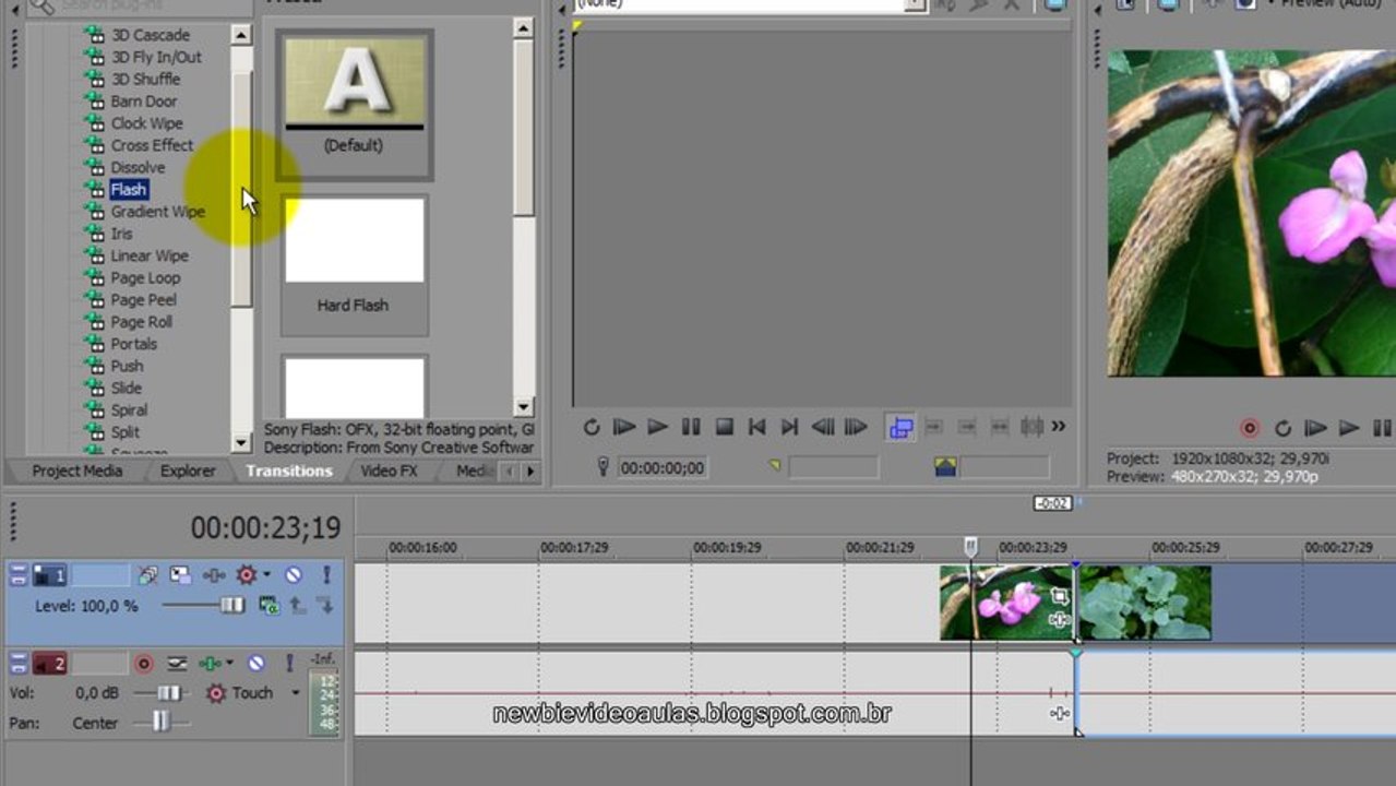 Vegas Básico - Aula 3 - Crossfade, flash e outras transições