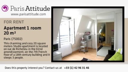 Studio Apartment for rent - Bourse, Paris - Ref. 3291