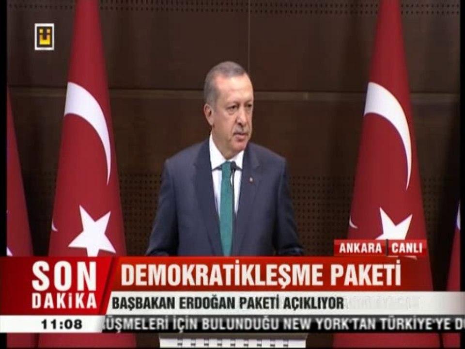 30 Eylül 2013 Başbakan Tayyip Erdoğan Demokratikleşme paketi açıklaması TÜRKÇE