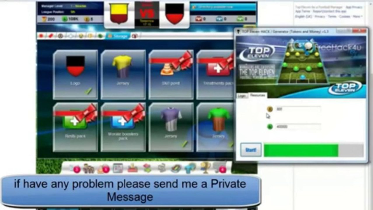 Top Eleven tokens and cash hack Download NEW VERSION 2013 working October