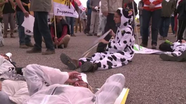 Somme: manifestation des opposants à la ferme des 1000 vaches
