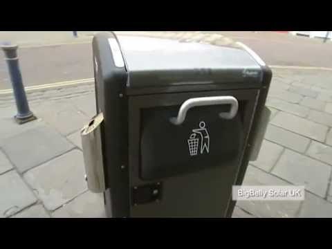 Solar powered compacting bin to reduce trash collections