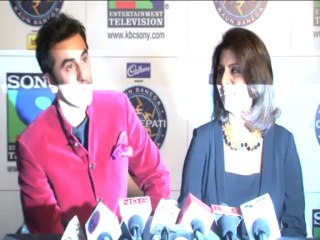 Ranbir Kapoor on the set of KBC with Amitabh Bachchan