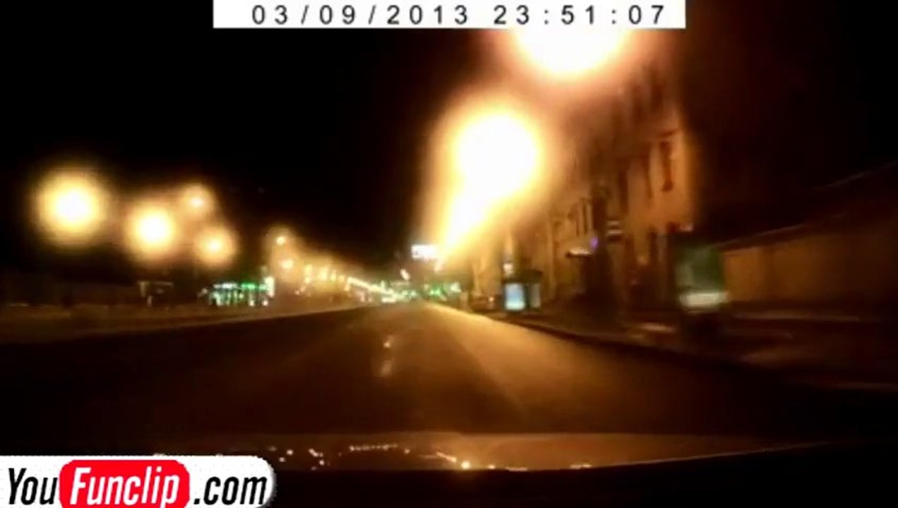 A car destroyes a Bus stop!