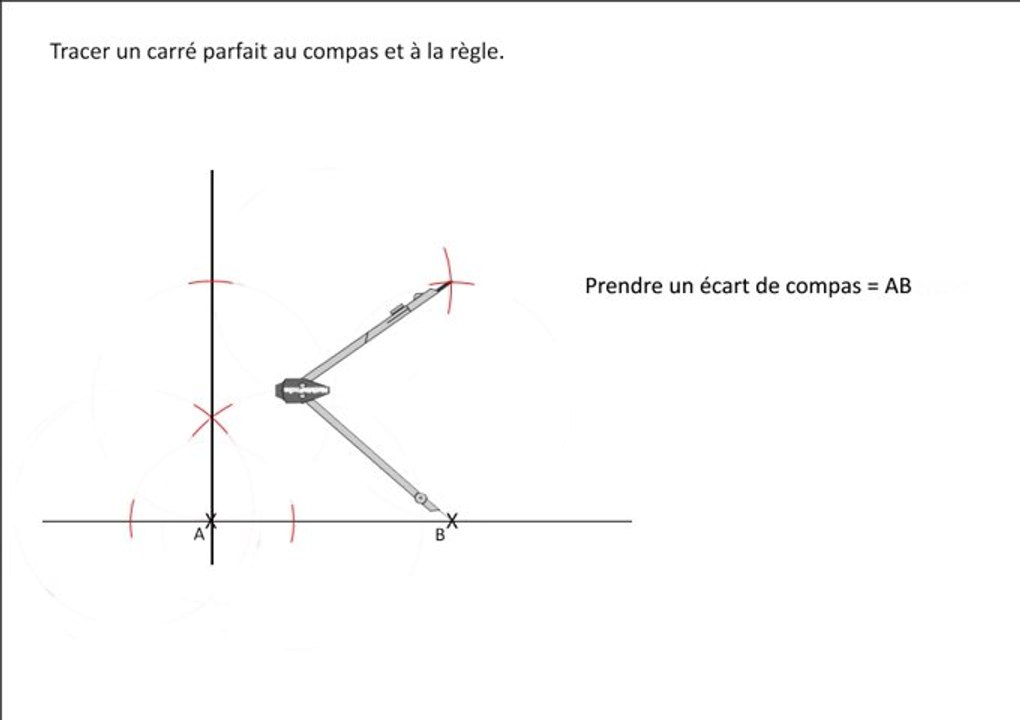 tutoriel de géométrie: tracer un carré parfait au compas et à la règle.