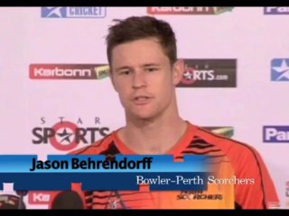 Perth Scorchers bowler Jason Behrendorff press meet