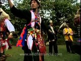 Male dancers performing a folk dance of Arunachal Pradesh