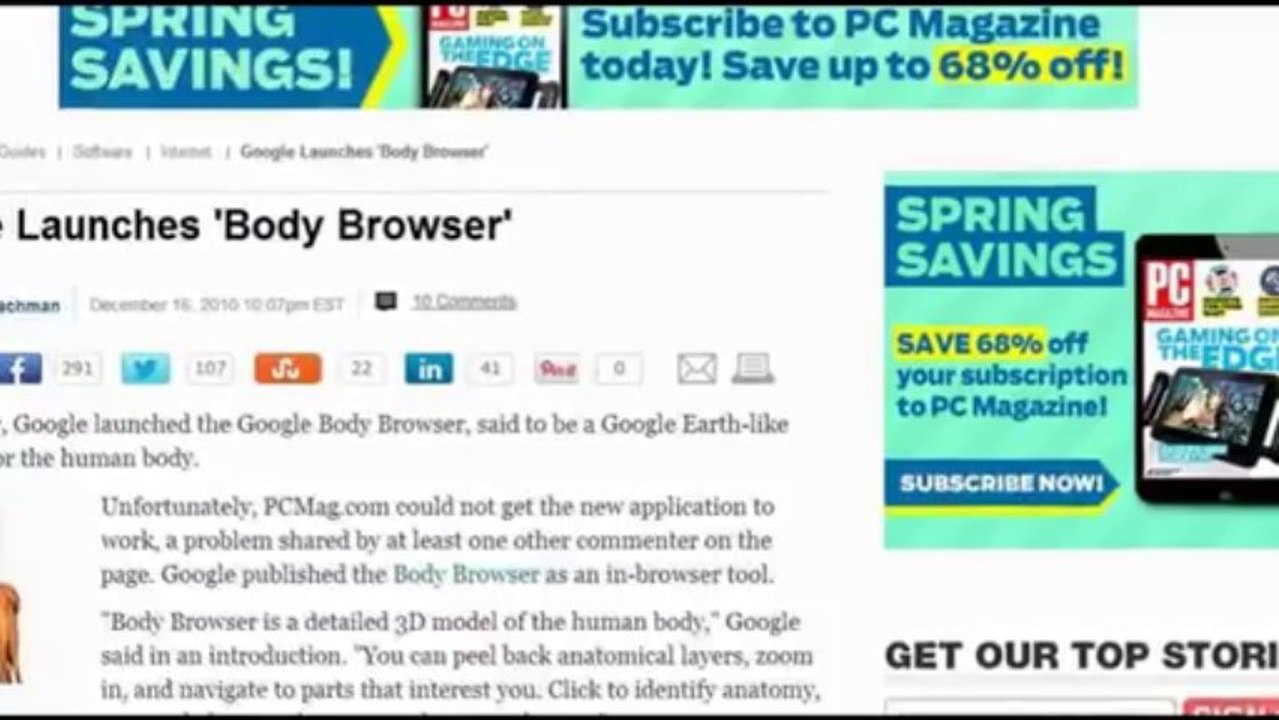 Get Online Body Browser-3D by Google to Map Human Anatomy, nice for medical students