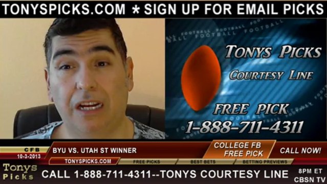 Utah St Aggies vs. BYU Cougars Pick Prediction NCAA College Football Odds Preview 10-4-2013