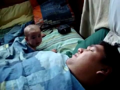 Baby Scared By Dad's Snoring!!