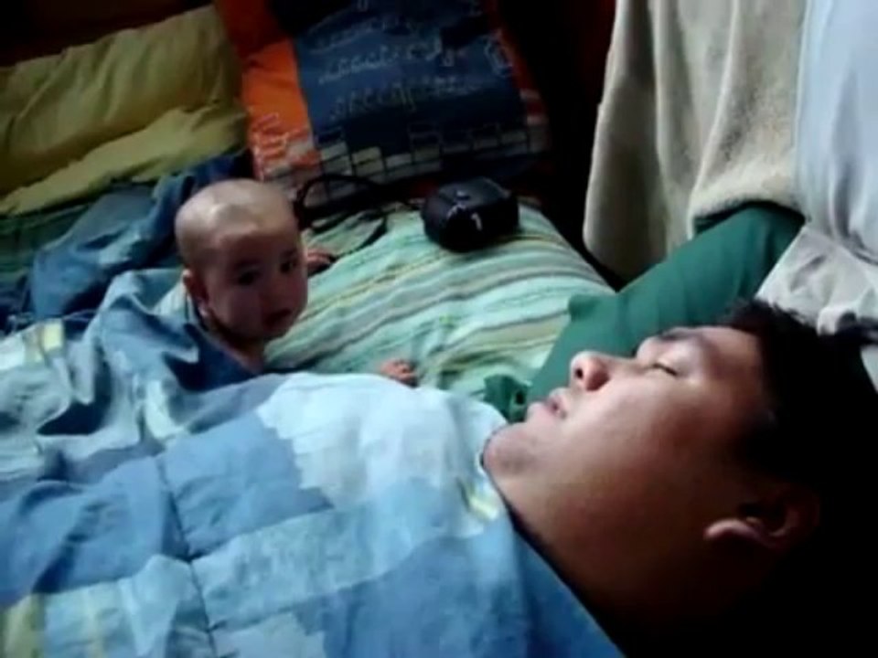 Baby Scared By Dad's Snoring!!