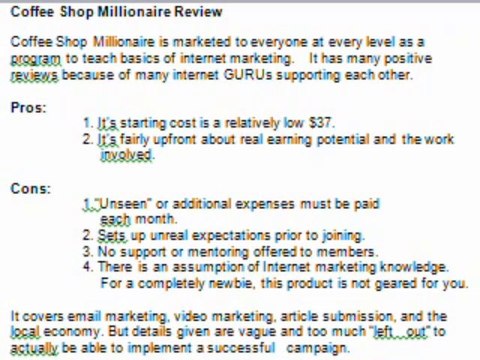 DON'T BUY Coffee Shop Millionaire - Coffee Shop Millionaire Review