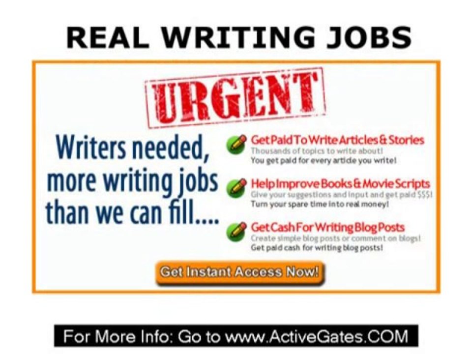 Real Writing Jobs - Legitimate Work From Home Jobs