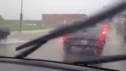 Heavy Rain Turns Storm Drain into a Fountain