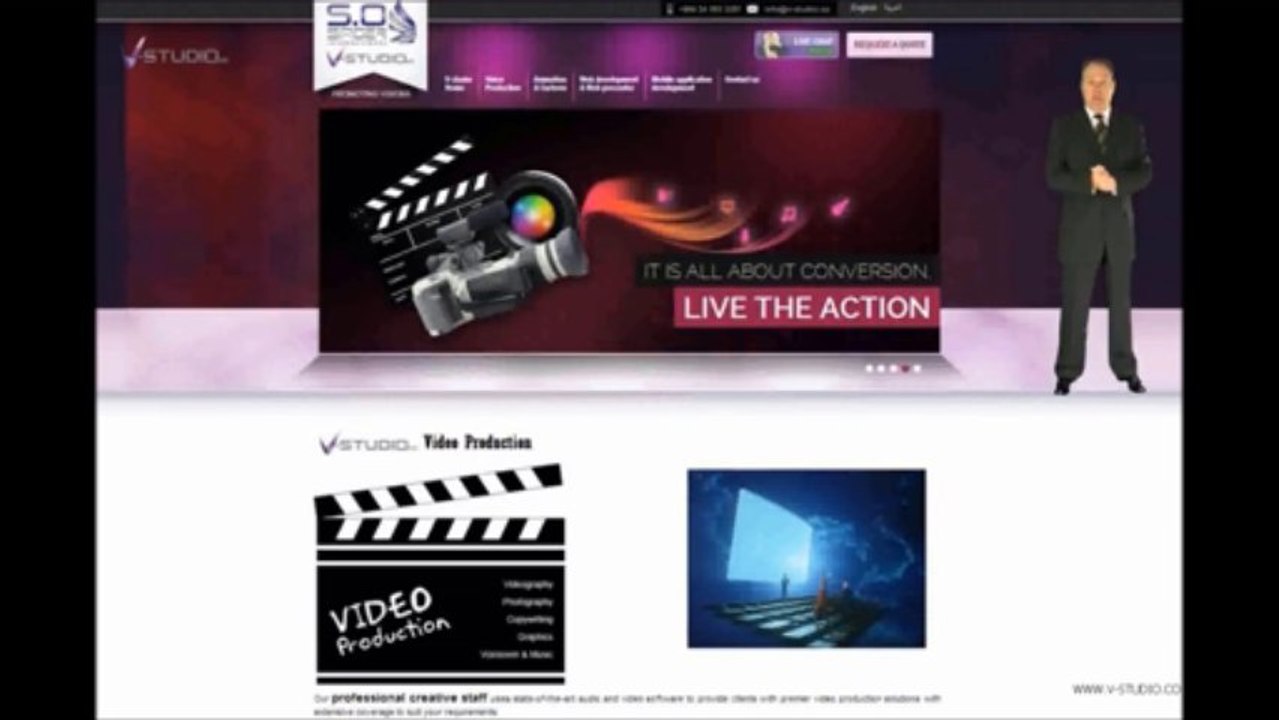 V-Studio تصميم مواقع مع مقدم الموقع الالكترونية الافتراضي