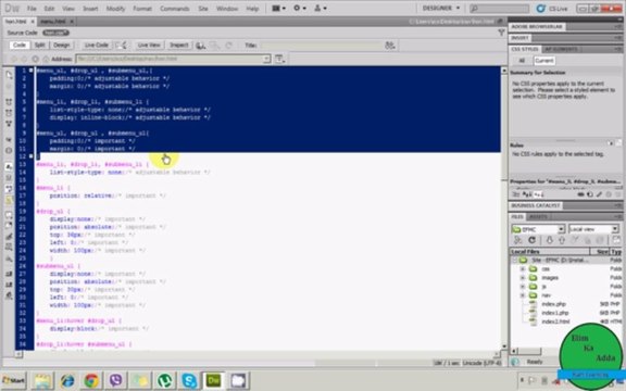How to make horizontal drop down menu ? (Urdu / Hindi)