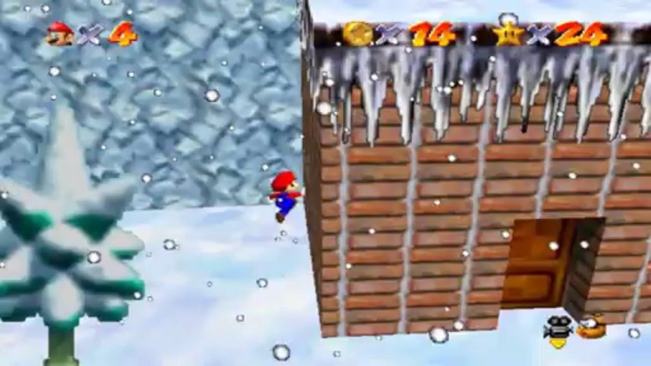 Super Mario 64 - Montagne Gla-Gla - Etoile 4 : Huit pièces rouges givrées