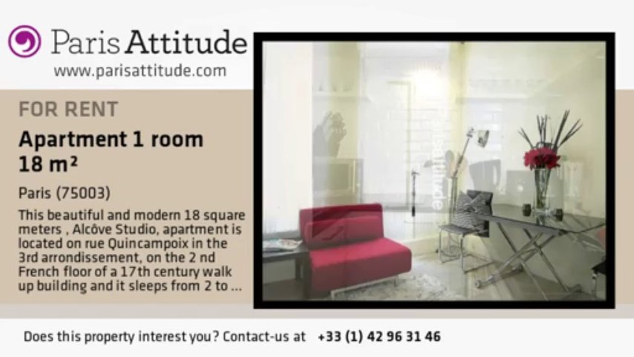 Alcove Studio Apartment for rent - Centre George Pompidou, Paris - Ref. 6271