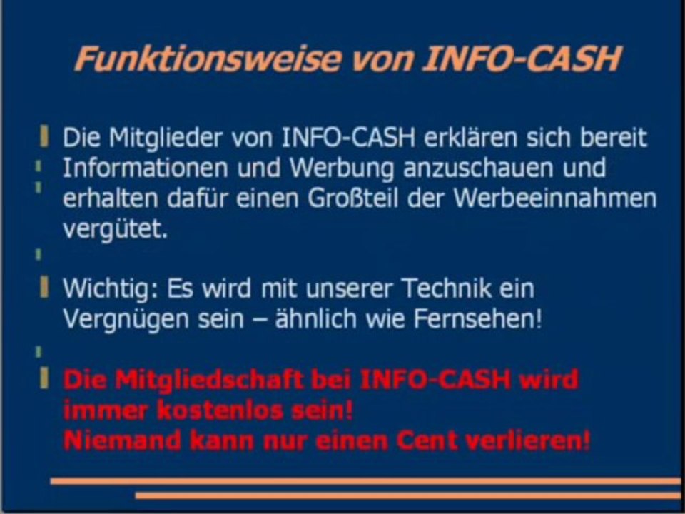 Wie man im Internet Geld verdienen kann mit 'Info Cash' 1