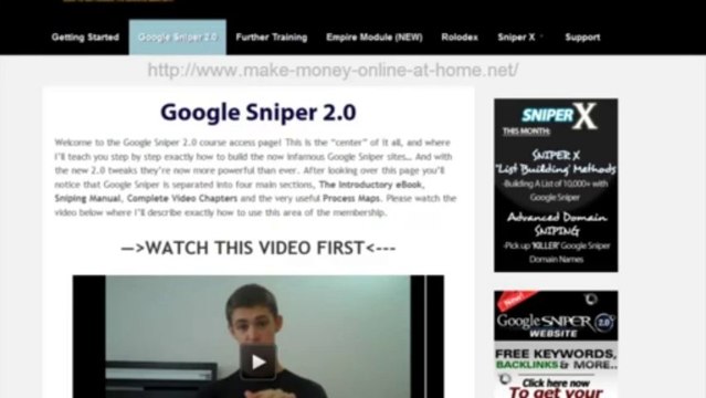 Google Sniper 2.0 inside members area - George Brown