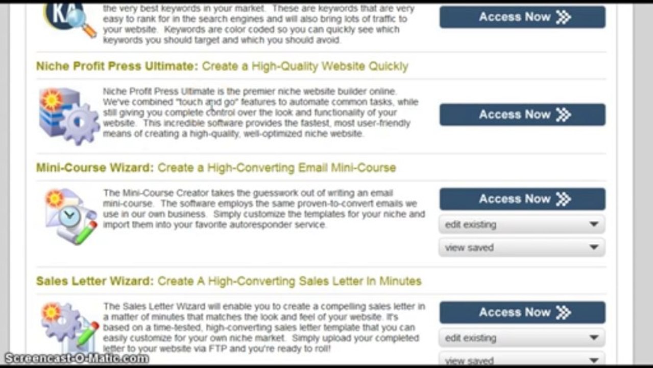 Niche Profit Classroom Reviews Part 5 of 8 - Software Suite Overview